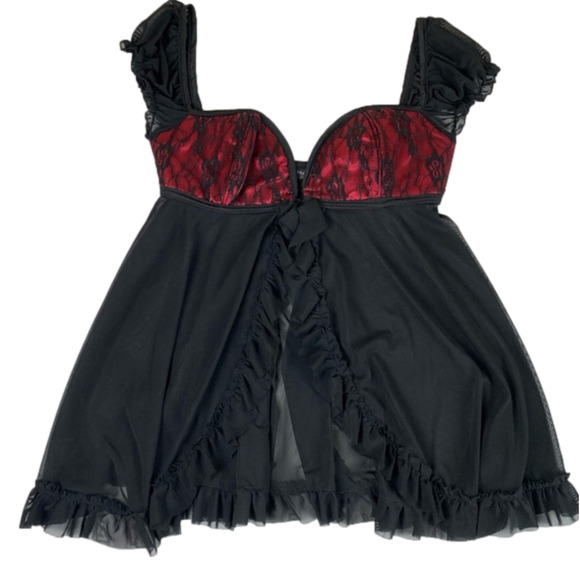 COQUETTE Capped sleeve bustier babydoll top - Picture 1 of 10
